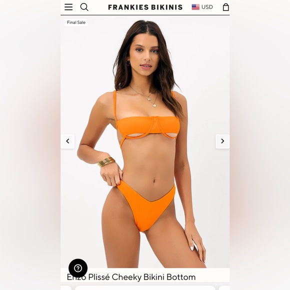 Frankie’s Bikinis Plissé Bikini in Papaya NWT - Picture 3 of 9